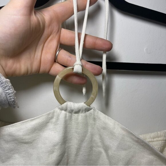 Old Navy women's white linen blend O ring halter summer beach romper in size XXL - Picture 4 of 10